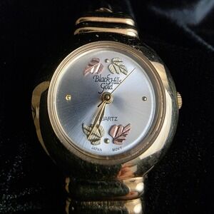 VTG 12K Leaves "Black Hills Gold" Quartz Womens Bangle Bracelet Watch Japan Movt